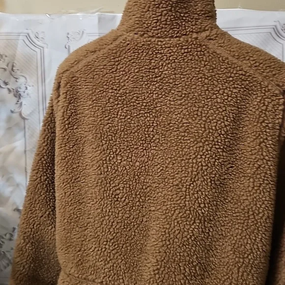 L.L. Bean Sherpa Fleece Coat In Hazelnut Large - Picture 7 of 13